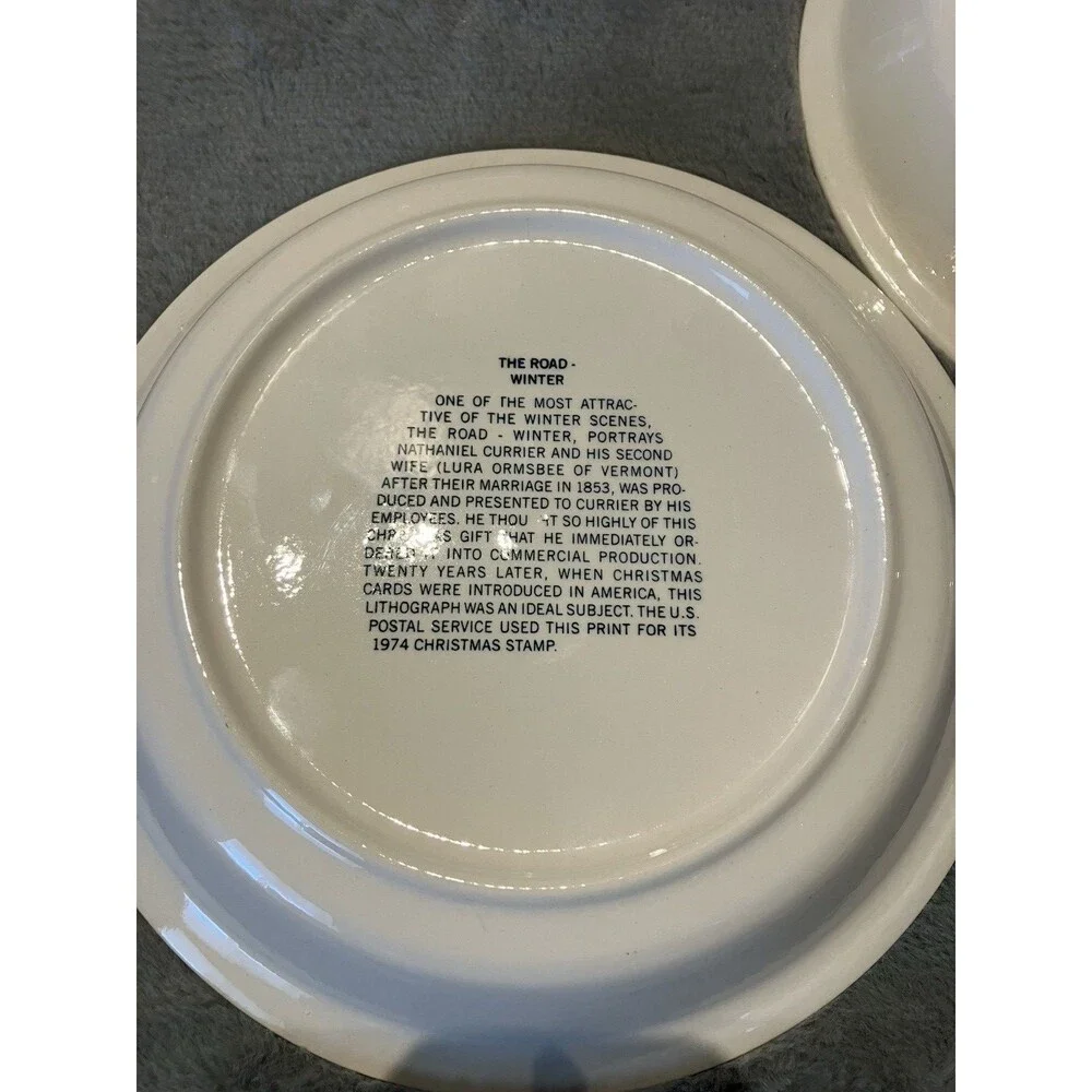 3 Vtg Currier & Ives The Road-Winter Pie Plate 10